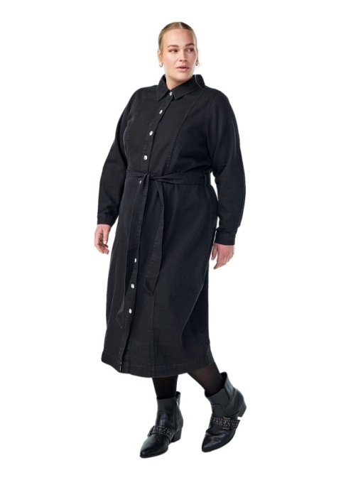 ZIZZI CZARNA JEANSOWA SUKIENKA MIDI WIĄZANIE 124A