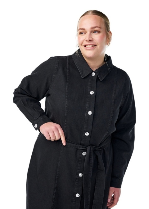 ZIZZI CZARNA JEANSOWA SUKIENKA MIDI WIĄZANIE 124A