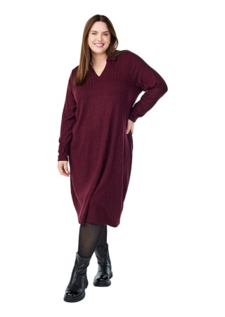 ZIZZI BORDOWA DZIANINOWA SUKIENKA Z KOŁNIERZYKIEM 507B