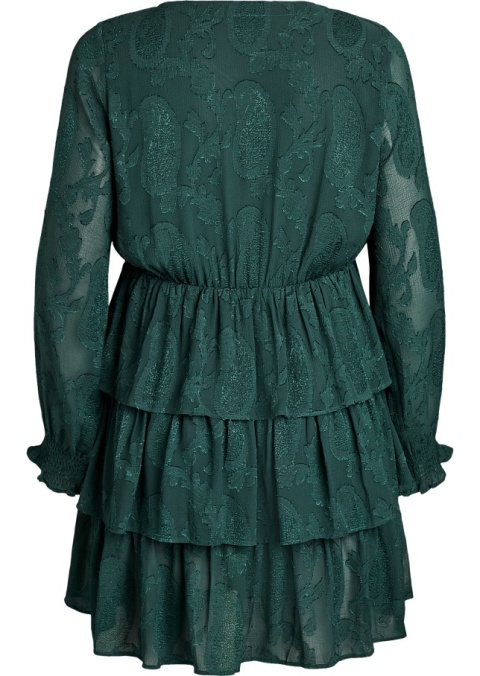 ZIZZI ELEGANCKA ZIELONA ŻAKARDOWA SUKIENKA FALBANY 303A