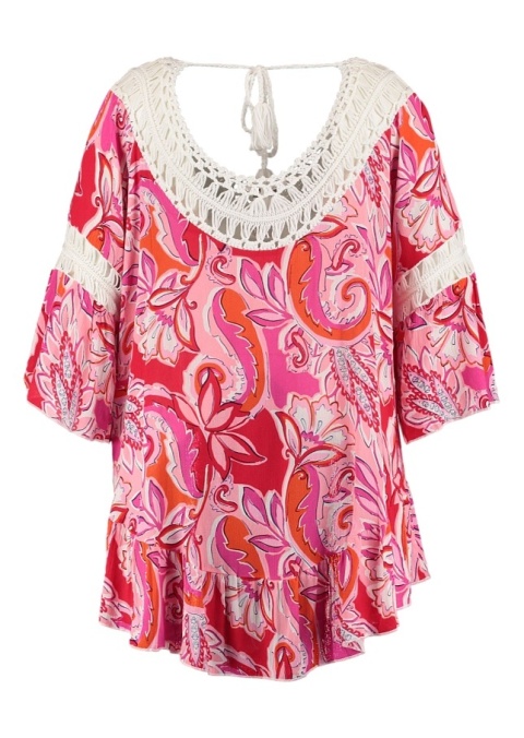 Z-ONE PIĘKNA RÓŻOWA BLUZKA TUNIKA BOHO HAFTY ZO88