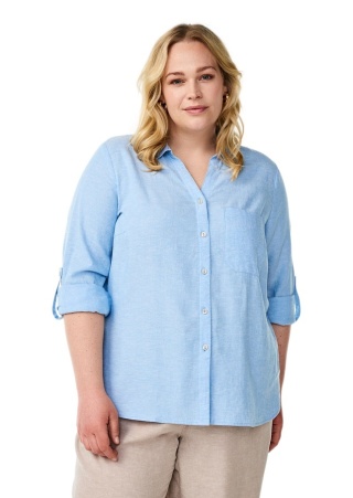 ZIZZI BŁĘKITNA BLUZKA KOSZULA LEN WISKOZA 077H