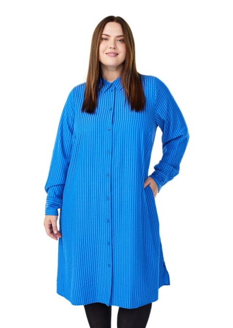 ZIZZI NIEBIESKA SUKIENKA KOSZULOWA W PASKI 536B