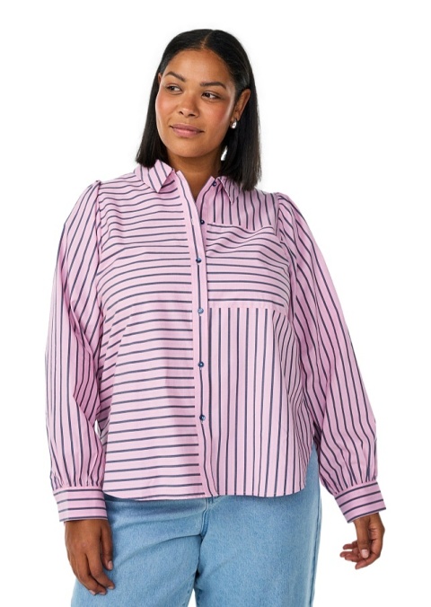 ZIZZI RÓŻOWA KLASYCZNA KOSZULA W PASKI 923A