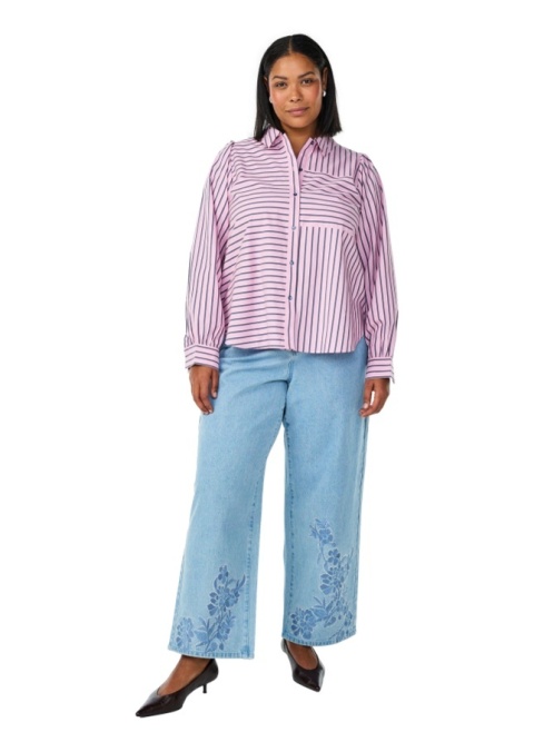 ZIZZI RÓŻOWA KLASYCZNA KOSZULA W PASKI 923A