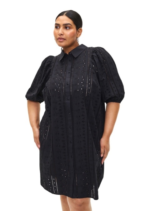 ZIZZI PIĘKNA CZARNA SUKIENKA KOSZULOWA HAFT 982B