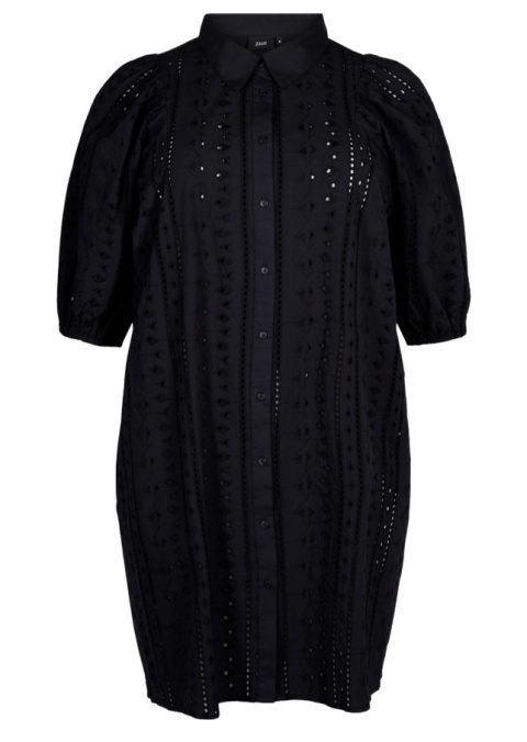 ZIZZI PIĘKNA CZARNA SUKIENKA KOSZULOWA HAFT 982B