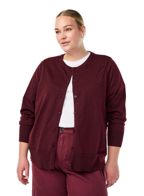 ZIZZI BORDOWY SWETER ROZPINANY WISKOZA 068A