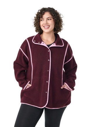 ZIZZI BORDOWA KURTKA POLAROWA PIKOWANE DETALE 274A