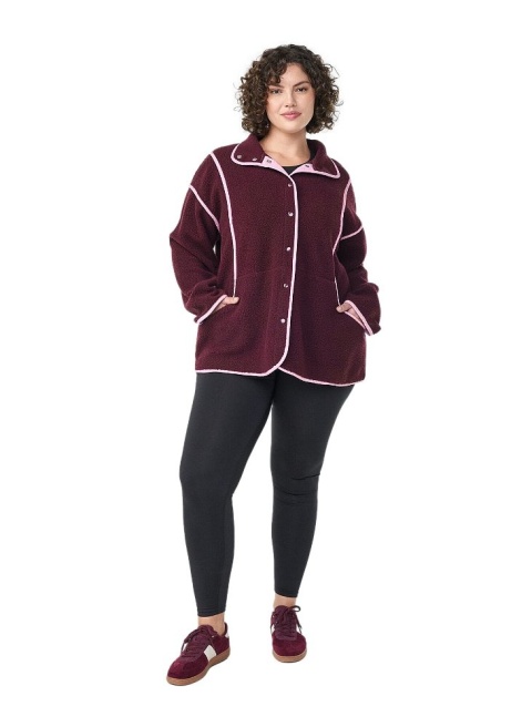 ZIZZI BORDOWA KURTKA POLAROWA PIKOWANE DETALE 274A