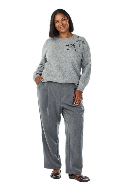 ZIZZI SZARY DZIANINOWY SWETER PÓŁGOLF WZÓR 506E