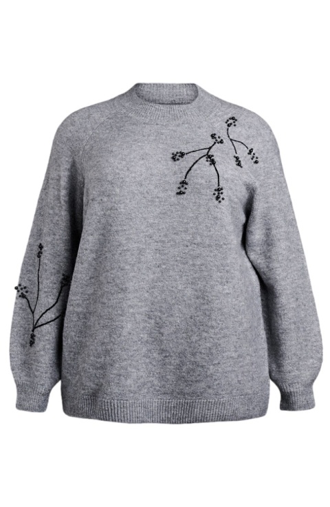 ZIZZI SZARY DZIANINOWY SWETER PÓŁGOLF WZÓR 506E