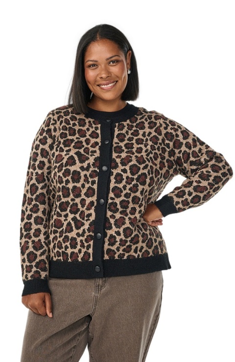 ZIZZI CZARNY SWETER KARDIGAN PANTERKA 534A