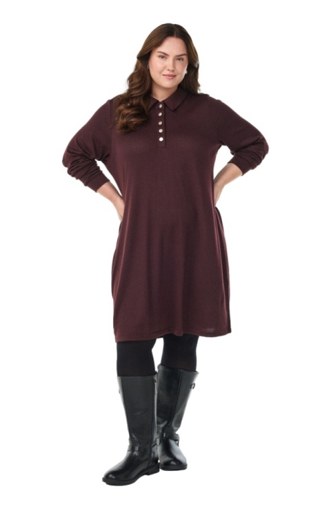 ZIZZI CIEMNOBORDOWA SUKIENKA POLO 071R