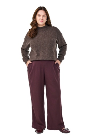 ZIZZI CIEMNOBORDOWE SPODNIE PROSTE LUŹNE 300B