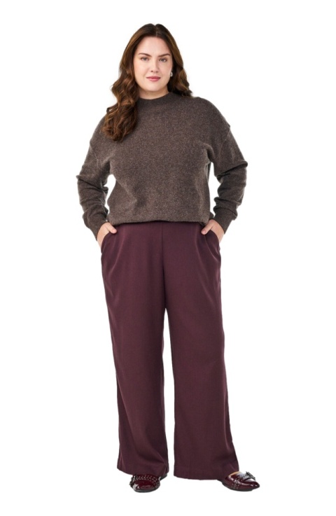 ZIZZI CIEMNOBORDOWE SPODNIE PROSTE LUŹNE 300B