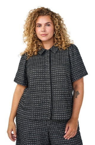 ZIZZI CZARNA BLUZKA/KOSZULA KRATKA BOUCLÉ 931A