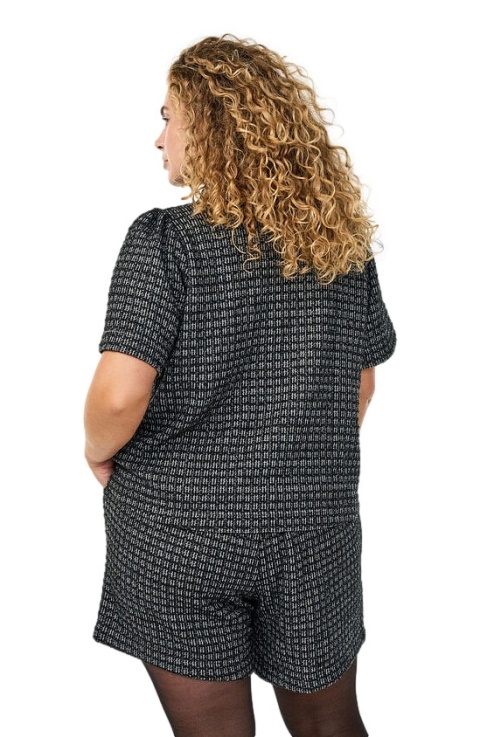 ZIZZI CZARNA BLUZKA/KOSZULA KRATKA BOUCLÉ 931A