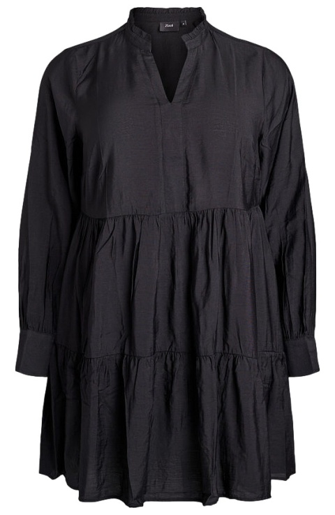 ZIZZI CZARNA LUŹNA SUKIENKA MINI FALBANA 560C