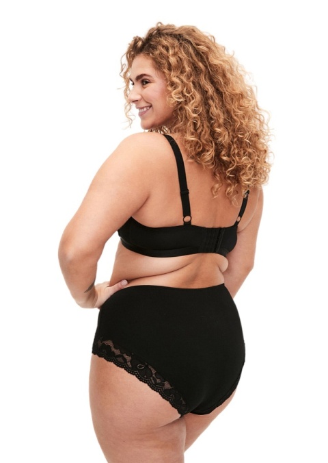 ZIZZI CZARNE BAWEŁNIANE MAJTKI FIGI KORONKA 2PACK 042A