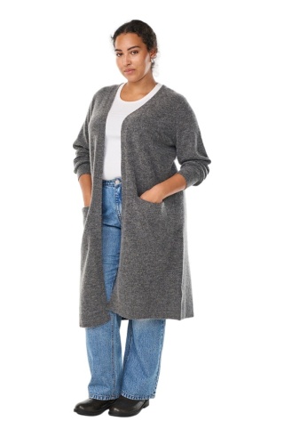 ZIZZI SZARY DŁUGI KARDIGAN KIESZENIE ALPAKA 530A
