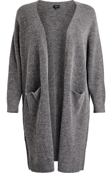 ZIZZI SZARY DŁUGI KARDIGAN KIESZENIE ALPAKA 530A