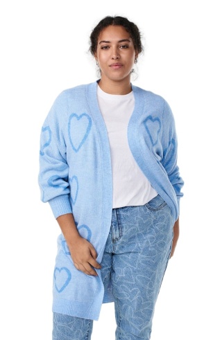 ZIZZI DŁUGI SWETER KARDIGAN NIEBIESKI SERCA 410D