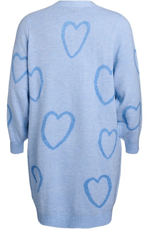ZIZZI DŁUGI SWETER KARDIGAN NIEBIESKI SERCA 410D