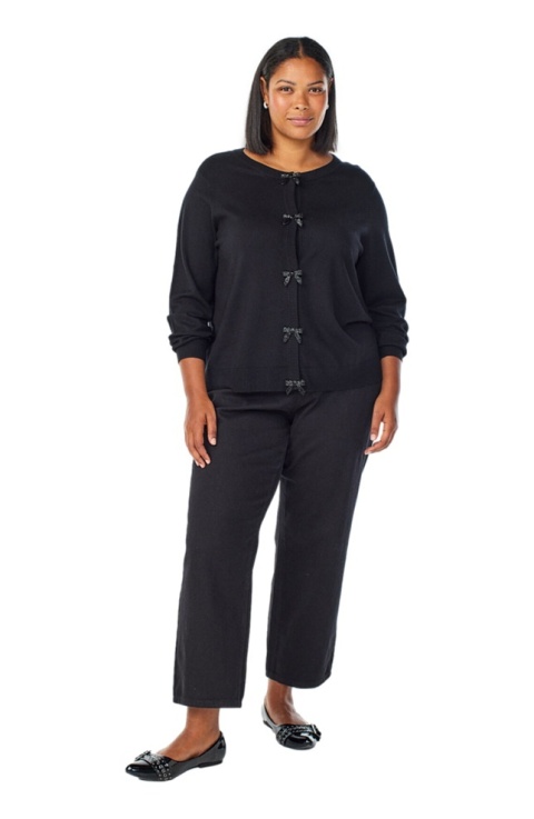 ZIZZI ELEGANCKI CZARNY KARDIGAN KOKARDY WISKOZA 480C