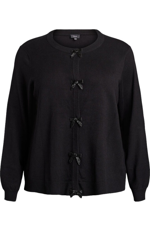 ZIZZI ELEGANCKI CZARNY KARDIGAN KOKARDY WISKOZA 480C