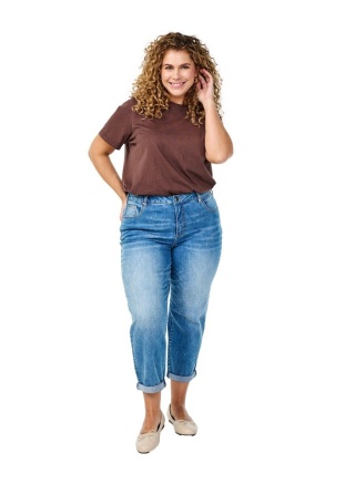 ZIZZI JASNE SPODNIE PROSTE JEANSY 7/8 653A