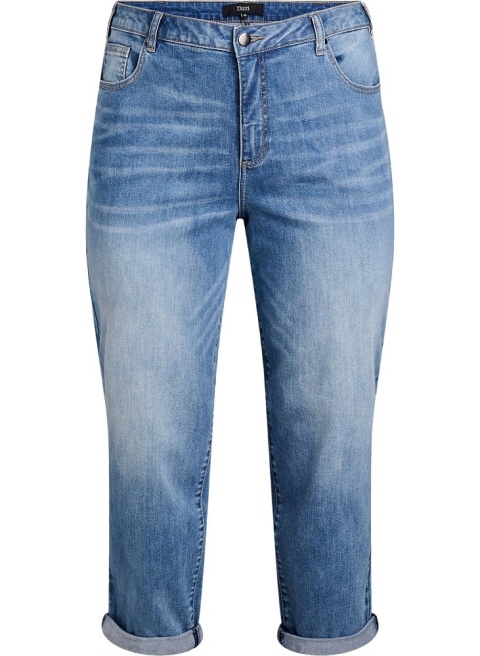 ZIZZI JASNE SPODNIE PROSTE JEANSY 7/8 653A