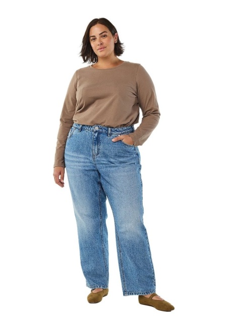 ZIZZI KAWOWA BLUZKA BASIC DŁUGI RĘKAW 010R