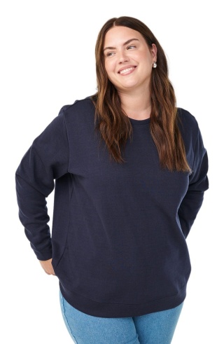 ZIZZI KLASYCZNA GRANATOWA JEDNOLITA BLUZA 061A