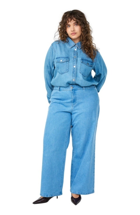 ZIZZI NIEBIESKIE SPODNIE JEANSY SZEROKIE WYSOKI STAN N78 071K