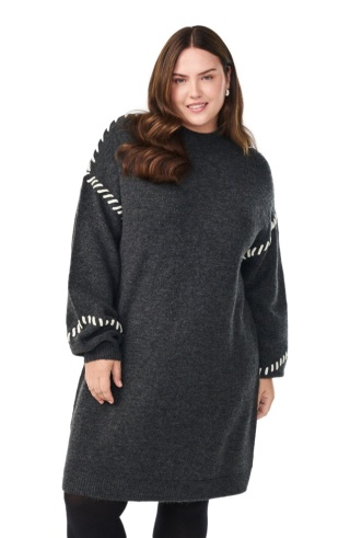 ZIZZI CIEMNOSZARY SUKIENKA DZIANINOWA OZDOBNY SZEW 506G