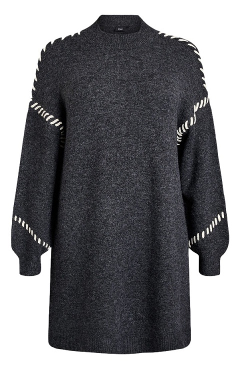 ZIZZI CIEMNOSZARY SUKIENKA DZIANINOWA OZDOBNY SZEW 506G