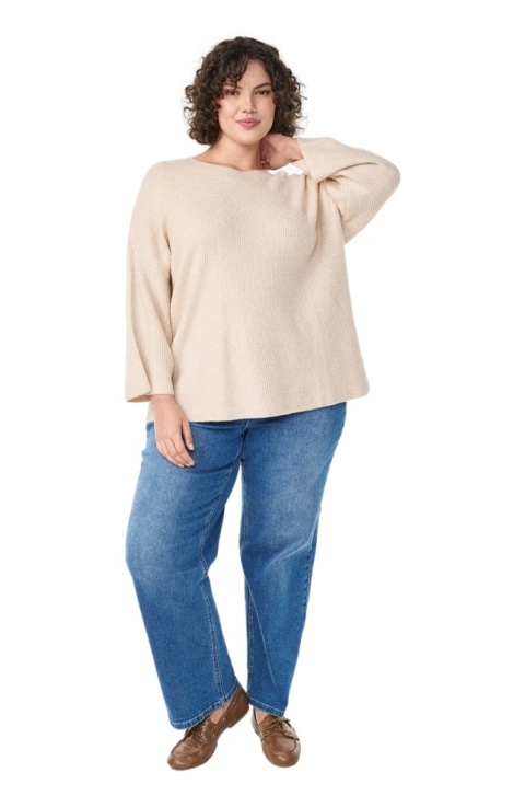 ZIZZI SWETER BLUZKA DZIANINA BEŻOWY LUŹNY 538A