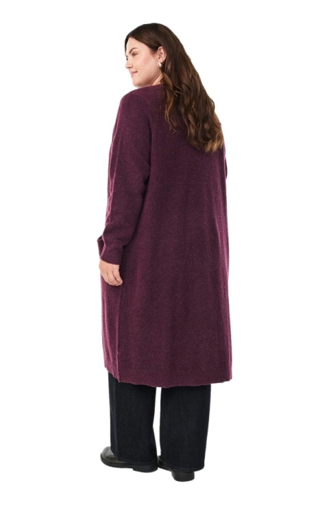 ZIZZI BORDOWY DŁUGI KARDIGAN KIESZENIE ALPAKA 530A