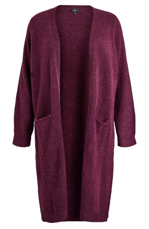 ZIZZI BORDOWY DŁUGI KARDIGAN KIESZENIE ALPAKA 530A