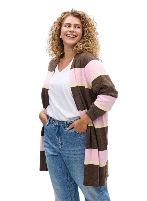 ZIZZI UROCZY KARDIGAN SWETER W KOLOROWE PASKI 176C