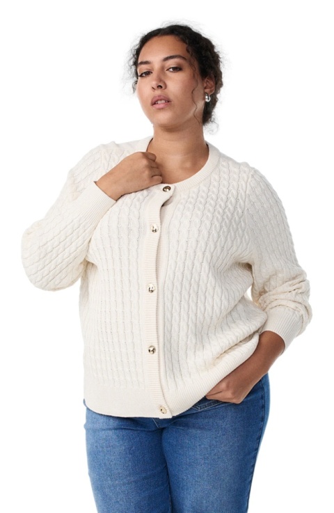 ZIZZI WANILIOWY SWETER KARDIGAN SPLOT WARKOCZYKOWY BAWEŁNA 150E