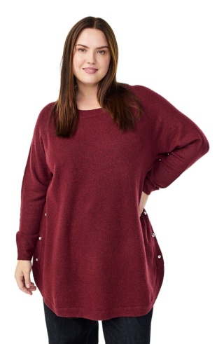 ZIZZI WYGODNA BLUZKA DZIANINA BORDOWA 187G
