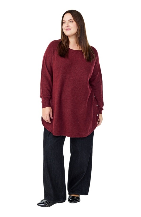 ZIZZI WYGODNA BLUZKA DZIANINA BORDOWA 187G