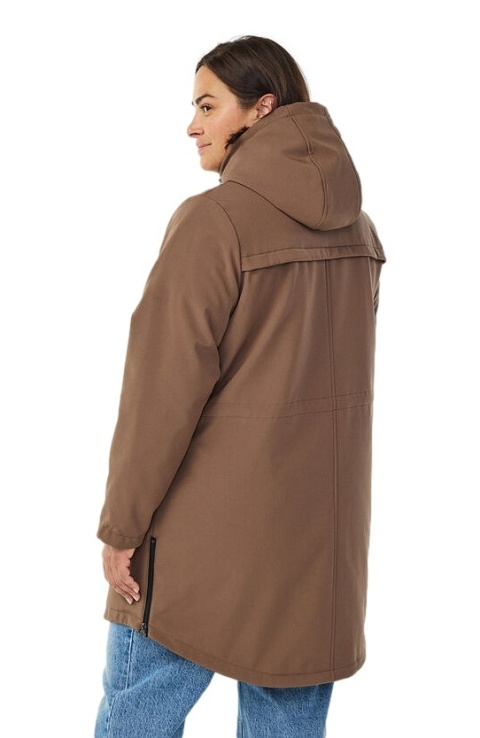 ZIZZI BRĄZOWA DŁUGA KURTKA SOFTSHELL KAPTUR 340A