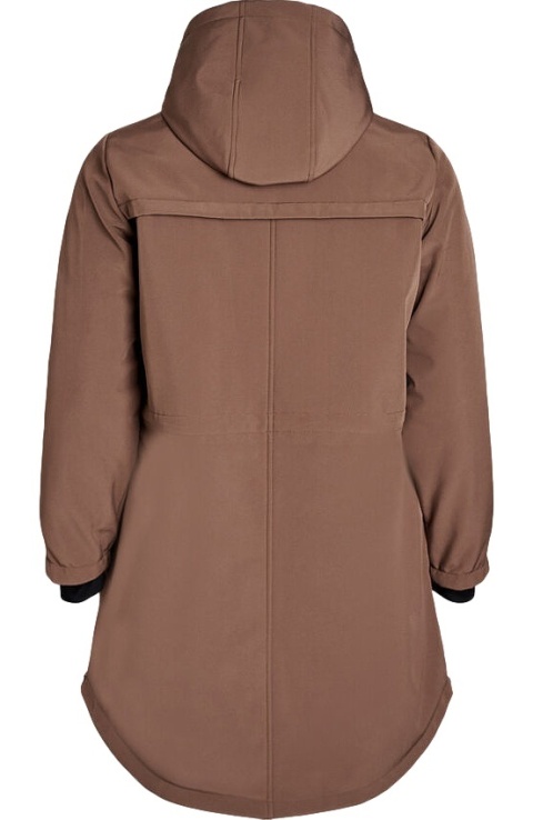 ZIZZI BRĄZOWA DŁUGA KURTKA SOFTSHELL KAPTUR 340A