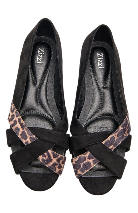 ZIZZI CZARNE BUTY BALLERINY PANTERKA 039A