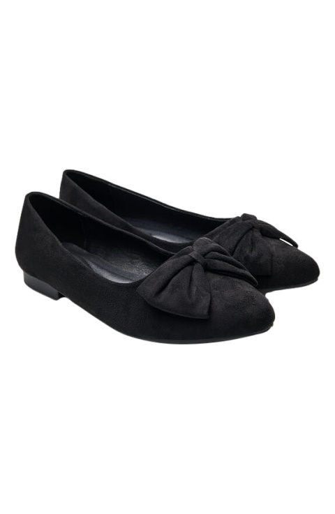 ZIZZI CZARNE BUTY BALLERINY DUŻA KOKARDA 055A