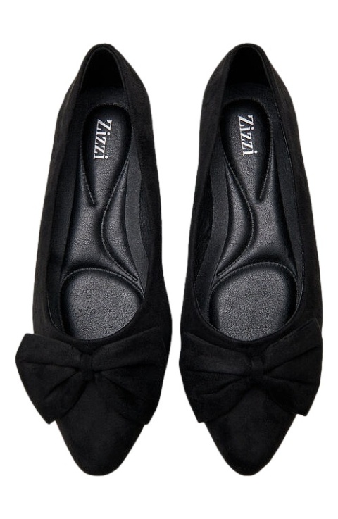 ZIZZI CZARNE BUTY BALLERINY DUŻA KOKARDA 055A
