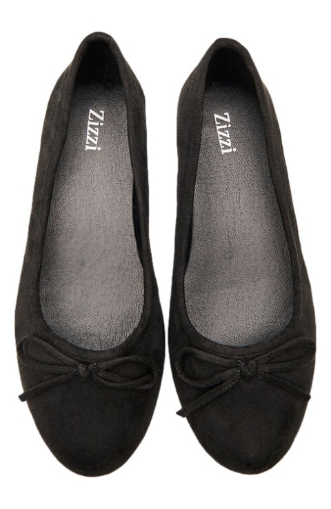 ZIZZI CZARNE BUTY BALLERINY KOKARDA 081C